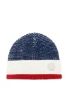 Emporio Armani Textured-logo Beanie In Blue