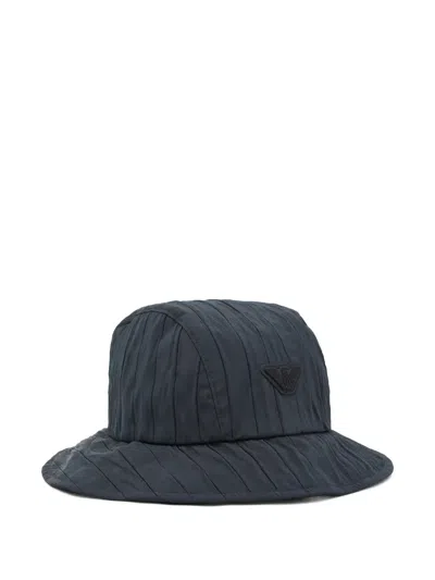 Emporio Armani Textured Logo Bucket Hat In Blue