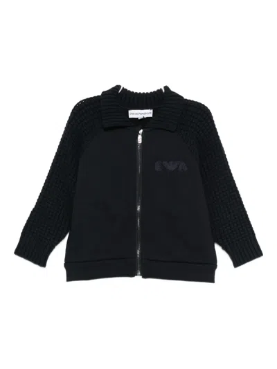 Emporio Armani Babies' Textured Logo Sweatshirt In Black