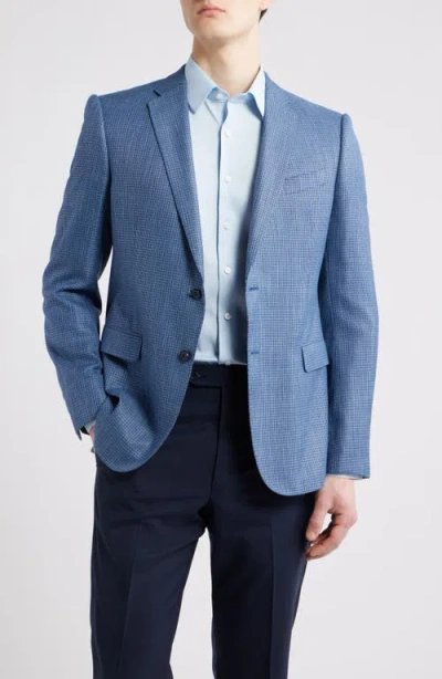 Emporio Armani Textured Microcheck Blazer In Blue