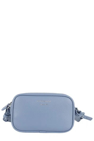 Emporio Armani Textured Mini Bag With Adjustable Strap And Zip Closure In Blue