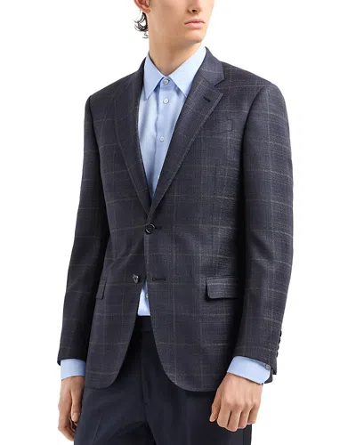 Emporio Armani Textured Pattern Blazer In Fancy Purple