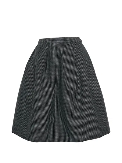 Pre-owned Emporio Armani Textured Pleated Midi Skirt In Black