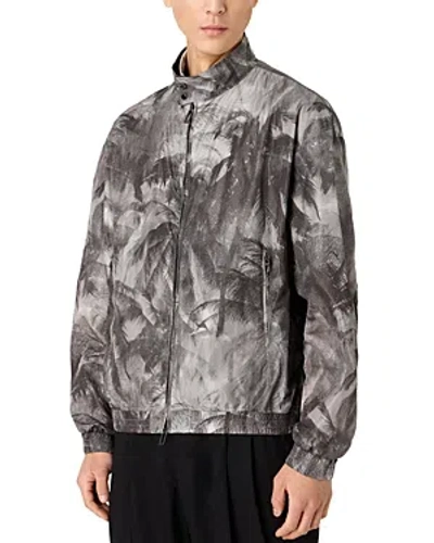 Emporio Armani Textured Printed Zip Front Jacket In Multi