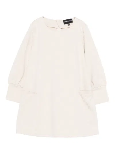 Emporio Armani Kids' Textured Puff-sleeve Dress In Pink