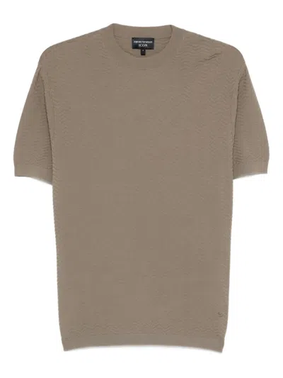 Emporio Armani Textured Short-sleeve T-shirt In Neutral