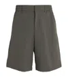 Emporio Armani Technical Nylon Blend Seersucker Regular Fit Bermuda Shorts In Grey