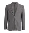Emporio Armani Textured Single-breasted Blazer In Grey
