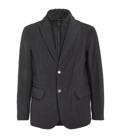 Emporio Armani Textured Single-breasted Jacket In Black