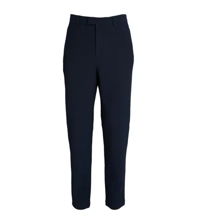 Emporio Armani Textured Slim-leg Trousers In Blue
