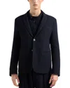 Emporio Armani Textured Finish Suit Jacket With Front Pockets In Blue Navy