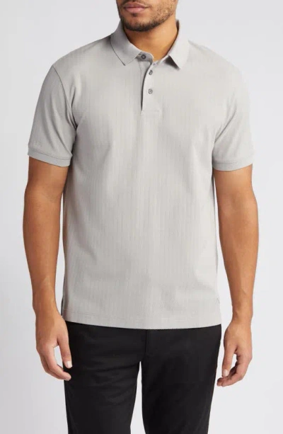 Emporio Armani Textured Stripe Polo In Grey