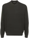 Emporio Armani Mens Squares 06k0 Embossed-pattern Crew-neck Regular-fit Wool Jumper Xxxl