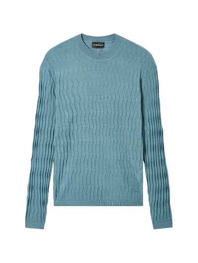Emporio Armani Textured Sweater In Blue