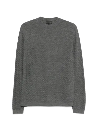 Emporio Armani Wool Crewneck Sweater In Gray