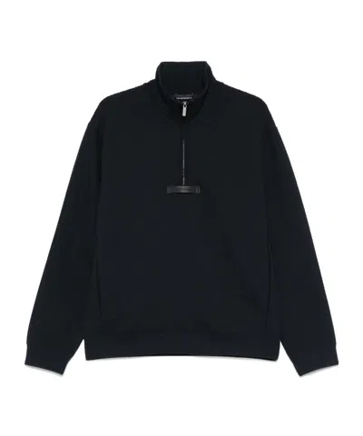 Emporio Armani Textured Sweatshirt In Black