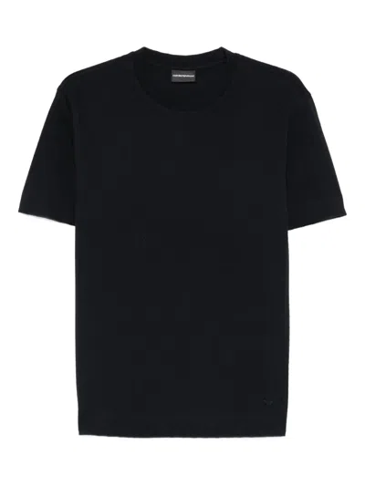 Emporio Armani Embossed Crew-neck T-shirt In Black