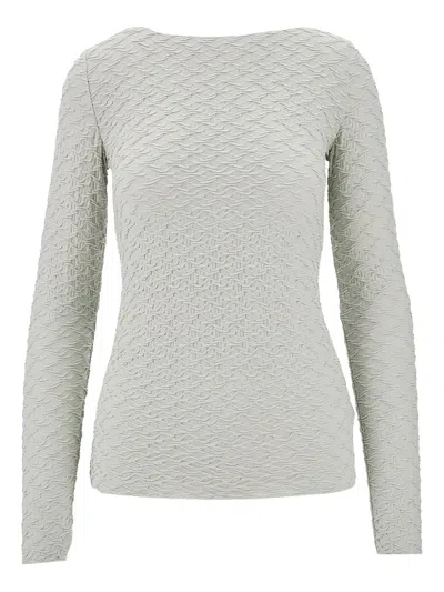 Emporio Armani Long Sleeve Pullover In Light Gray