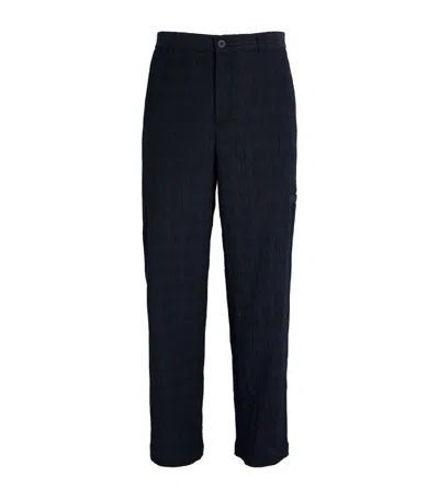 Emporio Armani Textured Tailored Trousers In Blue