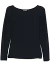 Emporio Armani Jacquard Jersey Jumper With A Geometric Pattern In Blue
