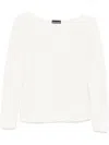 Emporio Armani Crew Neck Long Sleeve Knit Sweatshirt In White