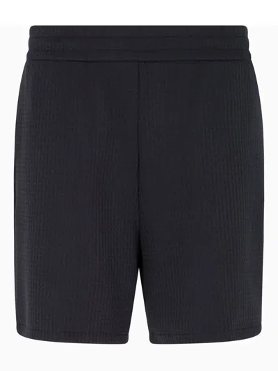 Emporio Armani Textured Track Shorts In Black
