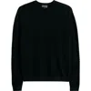 Emporio Armani Textured Virgin Wool Crewneck Sweater In Black