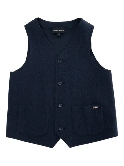Emporio Armani Kids' Button-front Waistcoat In Blue