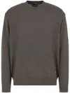 Emporio Armani Textured-weave Mock-neck Virgin Wool Jumper In Grey