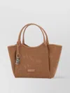 Emporio Armani Textured Weave Tote Bag In Brown