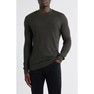 Emporio Armani Textured Wool Crewneck Sweater In Black