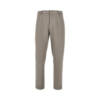 Emporio Armani Textured Wool Jersey Pants In Multi