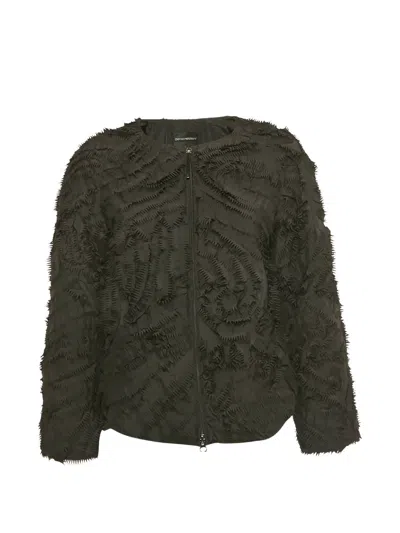 Pre-owned Emporio Armani Textured Zip-up Jacket In Black