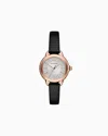 Emporio Armani Three-hand Black Leather Watch In Multicolore