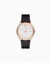 Emporio Armani Three-hand Date Brown Leather Watch In Multicoloured
