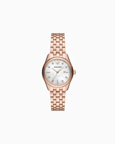 Emporio Armani Three-hand Date Rose Gold-tone Stainless Steel Watch In Multicolore