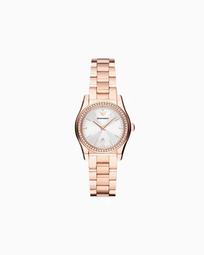 Emporio Armani Three-hand Date Rose Gold-tone Stainless Steel Watch In Multicoloured