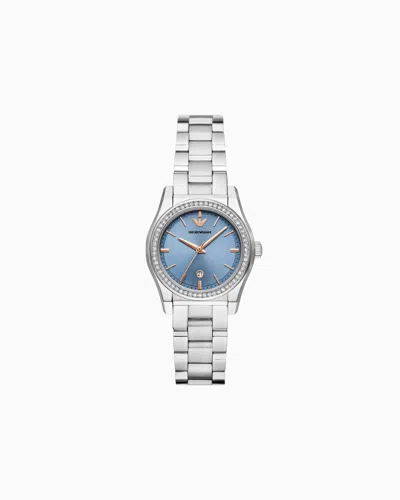 Emporio Armani Three-hand Date Stainless Steel Watch In Metallic