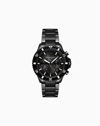 Emporio Armani Three-hand Date Stainless Steel Watch In Black