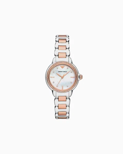Emporio Armani Three-hand Date Two-tone Stainless Steel Watch In Multicoloured