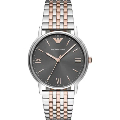 Emporio Armani Three-hand Two-tone Bracelet Watch, 41mm In Silver