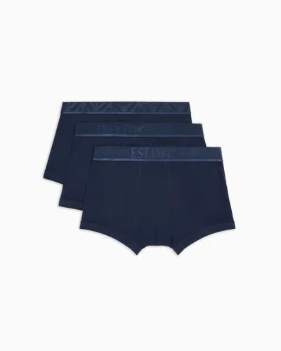 Emporio Armani Three-pack Of Asv Shiny Logoband Organic Jersey Boxer Briefs