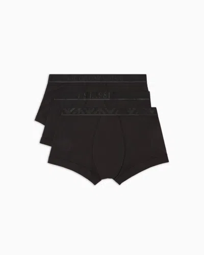 Emporio Armani Three-pack Of Asv Shiny Logoband Organic Jersey Boxer Briefs
