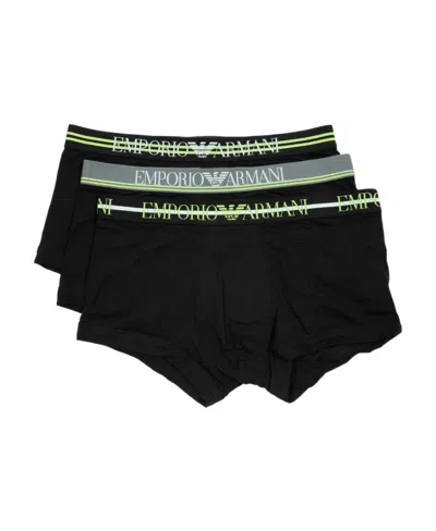 Emporio Armani Three Pairs Of Logo Boxer Underwear In Black