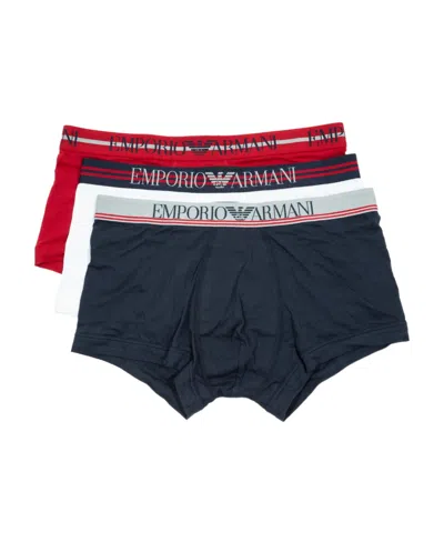 Emporio Armani Three Pairs Of Logo Boxer Underwear In Blue
