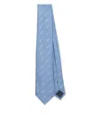 Emporio Armani Diagonal Stripes Silk Tie In Blue