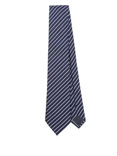 Emporio Armani Men's Striped Tie In Blue