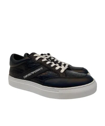 Emporio Armani Tie Casual Sports Shoes In Black