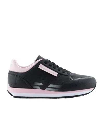 Emporio Armani Tie Low-top Casual Sneakers In Black