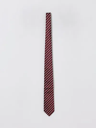 Emporio Armani Striped Silk Tie In Red